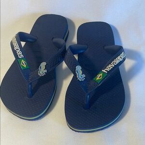 Havaianas Navy Flip Flops with Brazil Emblem